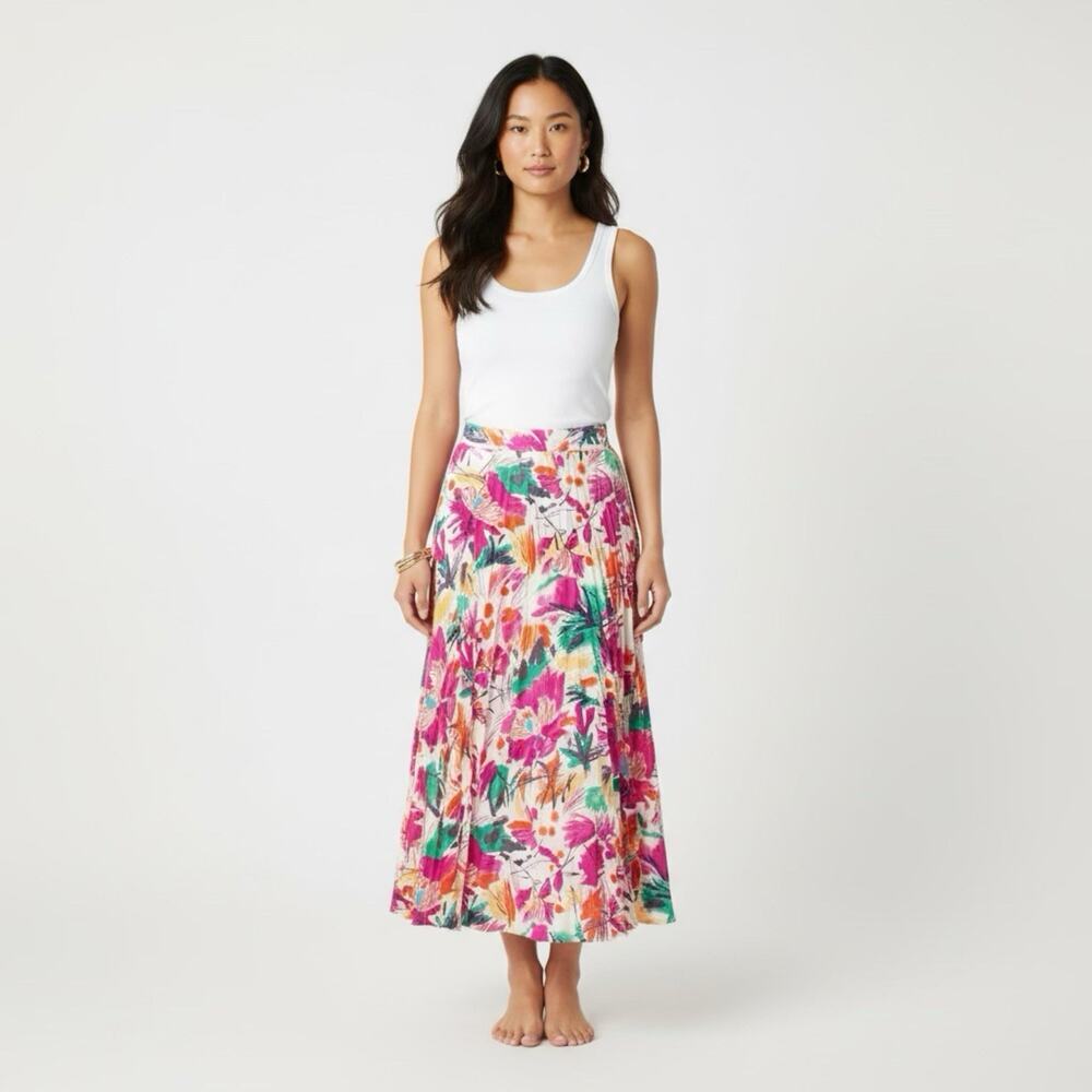 Vintage Bowie Boynton Women 90s Full Skirt Size M Pink Floral Festival Fairy USA